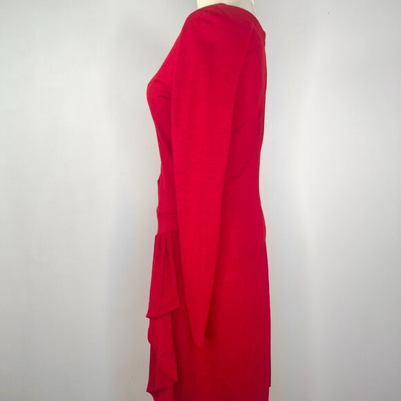 Ronen Chen - Red Long Sleeve Bodycon Dress - Picture 6 of 7